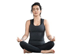 woman in easy yoga pose asana