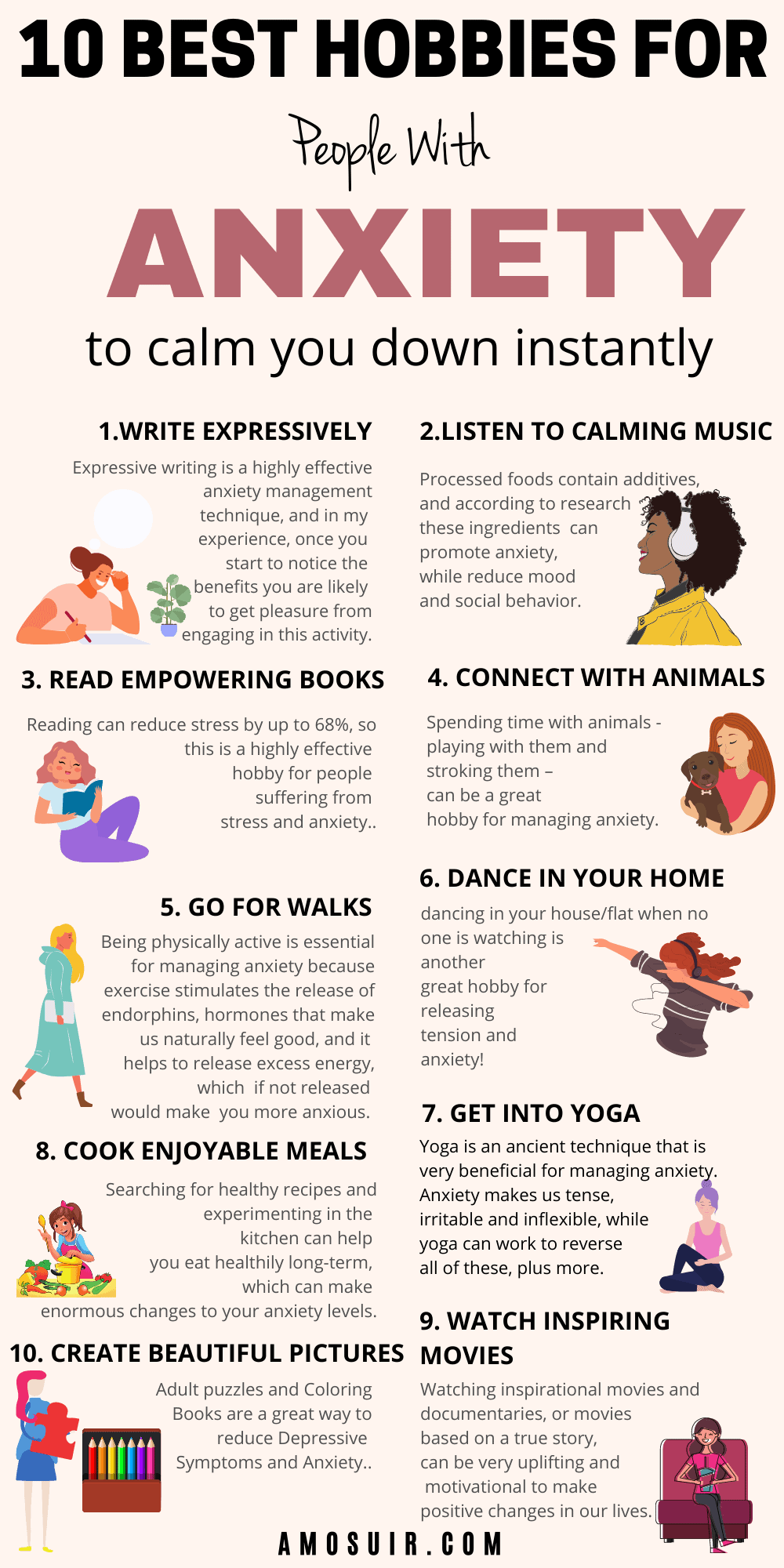 HOBBIES FOR PEOPLE WITH ANXIETY INFOGRAPHIC 10 BEST HOBBIES FOR PEOPLE WITH ANXIETY INFOGRAPHIC